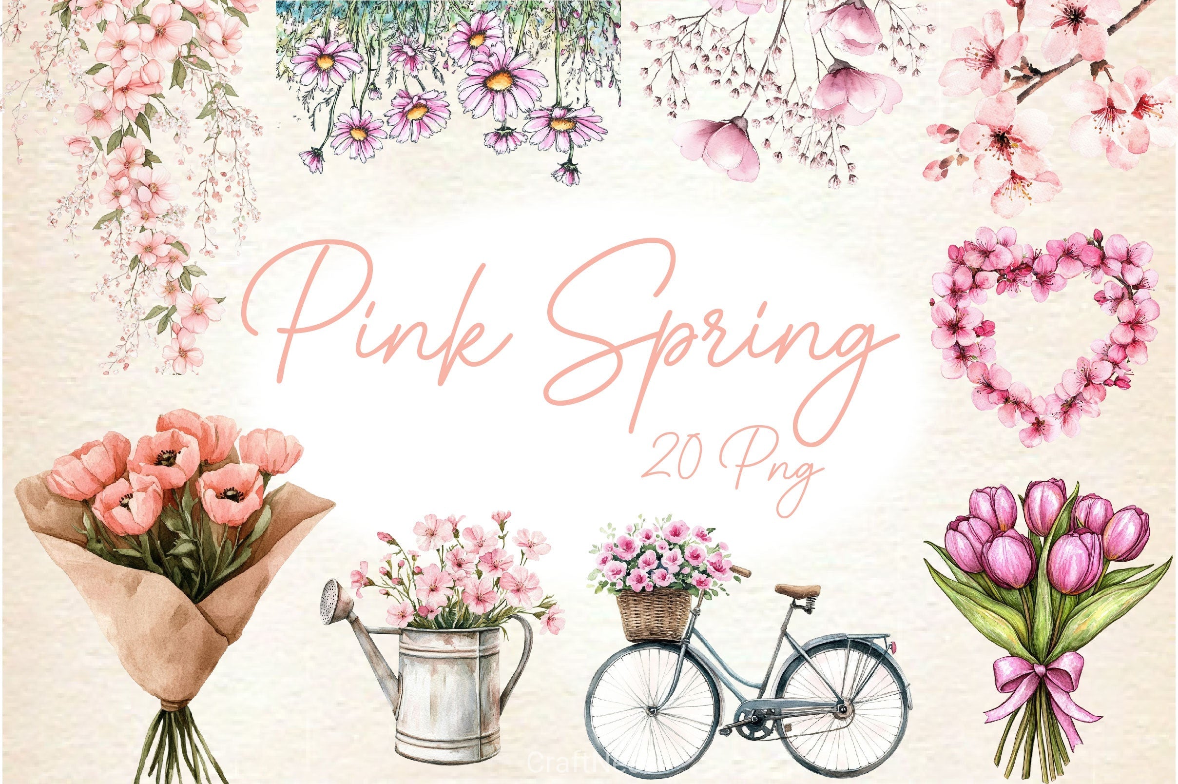 Pink Spring Clipart Bundle 3