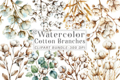 Cotton Branches Clipart Bundle - CraftNest - Digital Crafting and Art