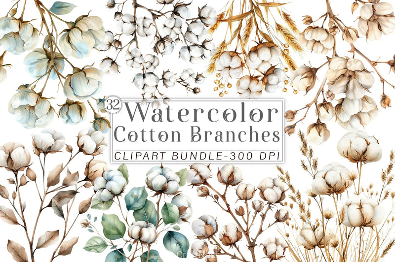 Cotton Branches Clipart Bundle - CraftNest - Digital Crafting and Art