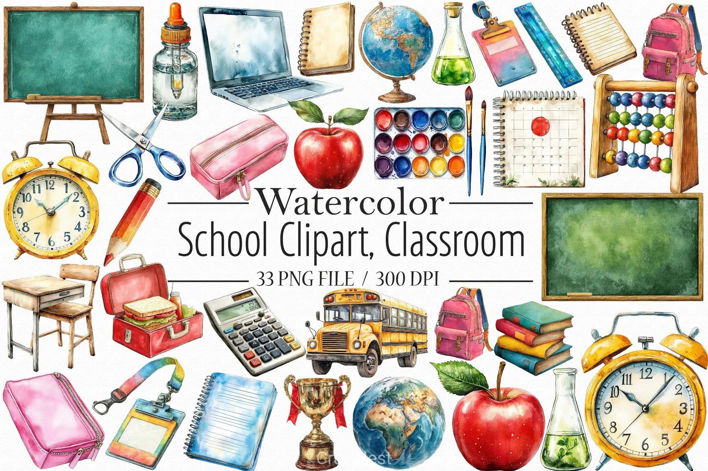 School Classroom Clipart Bundle - CraftNest - Digital Crafting and Art