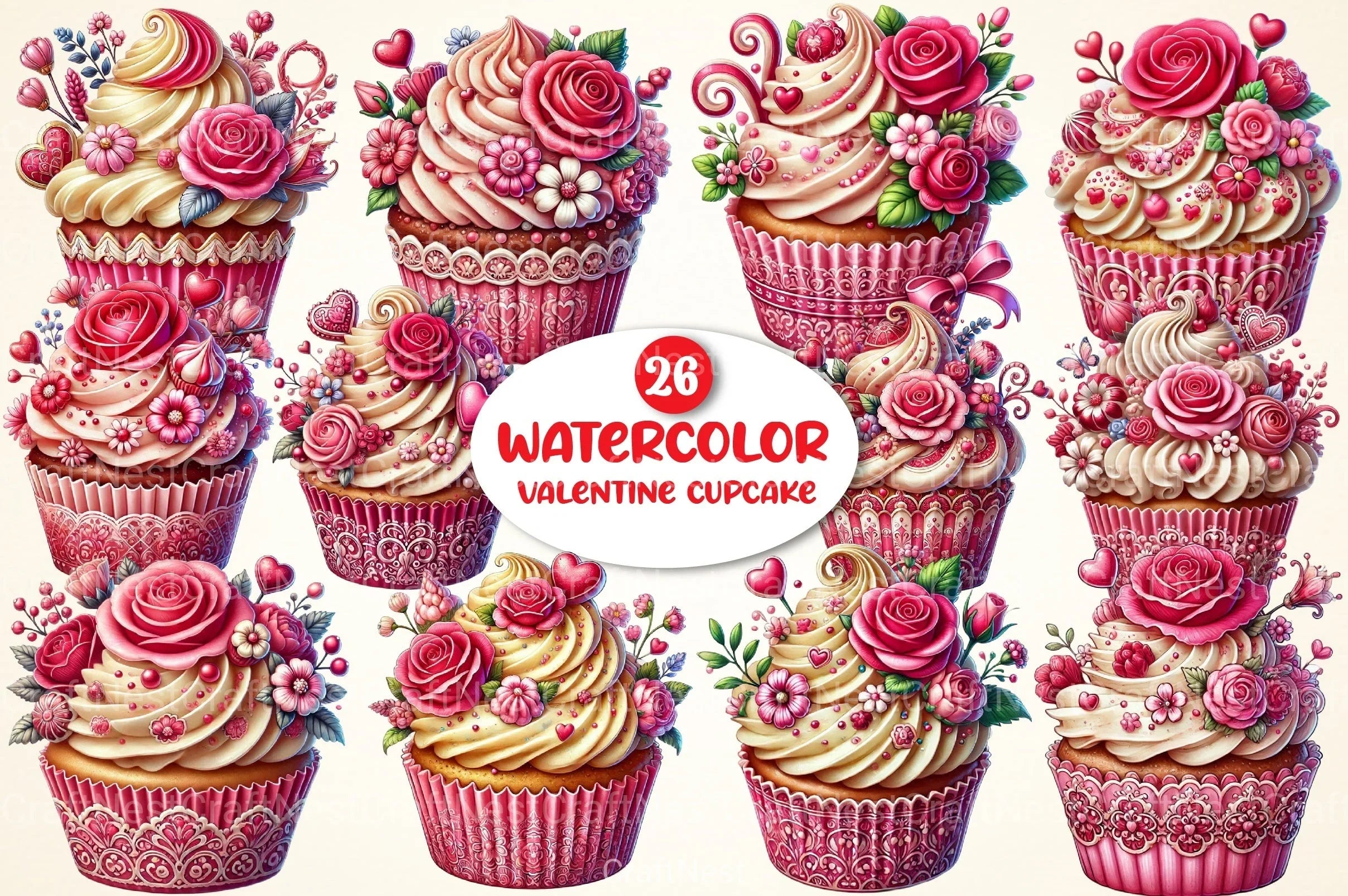 Valentine Cupcake Clipart Bundle 68 - CraftNest - Digital Crafting and Art