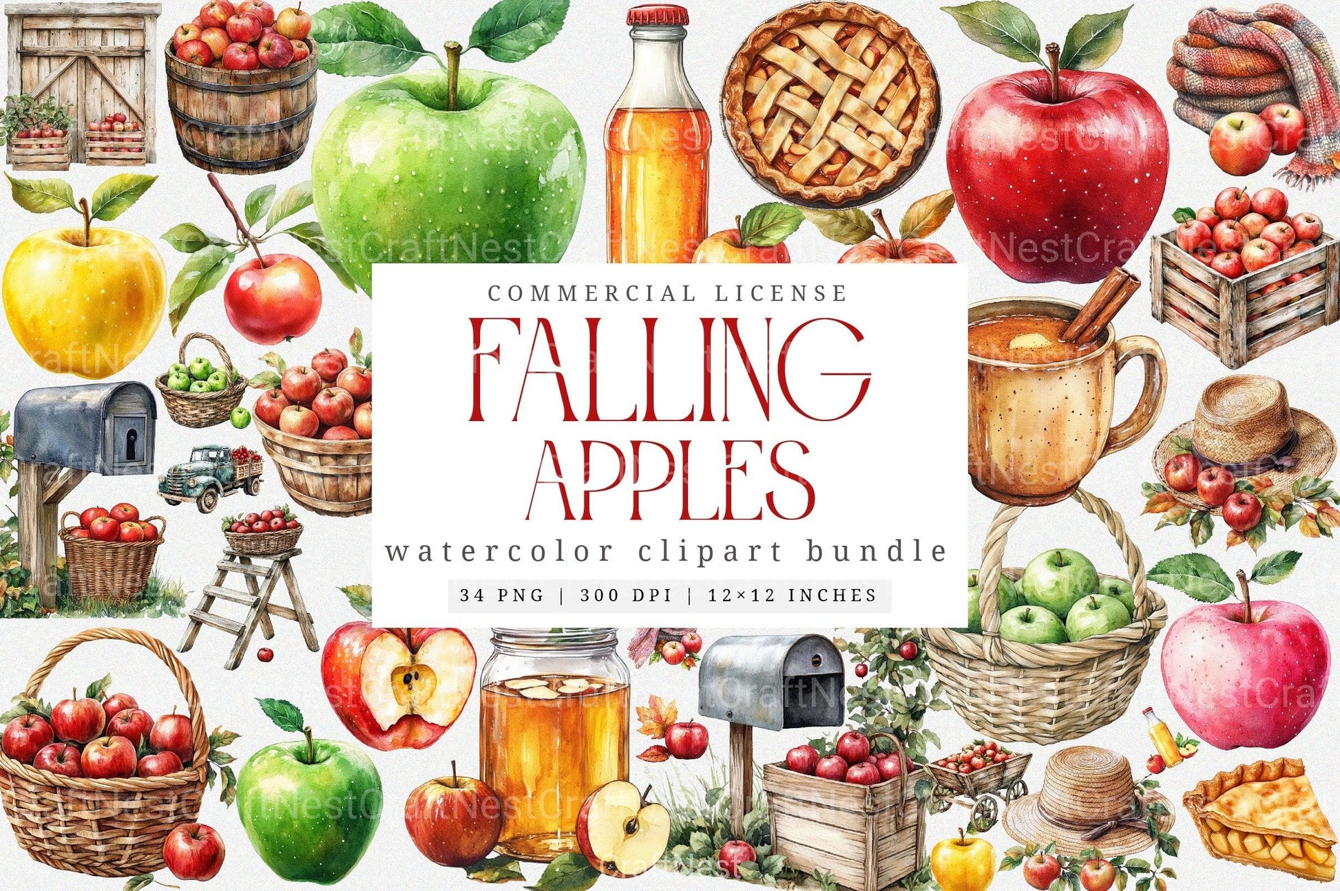 Falling Apples Clipart Bundle 99 - CraftNest - Digital Crafting and Art