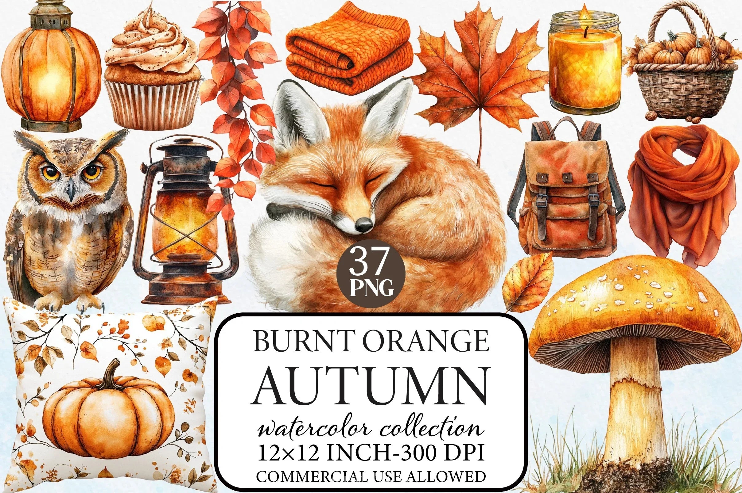Burnt Orange Autumn Clipart Bundle - CraftNest - Digital Crafting and Art