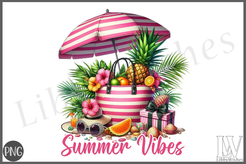Summer Vibes Striped Beach Bag Clipart Bundle - CraftNest - Digital Crafting and Art
