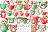 Cute Christmas Hot Cocoa Cup Clipart Bundle