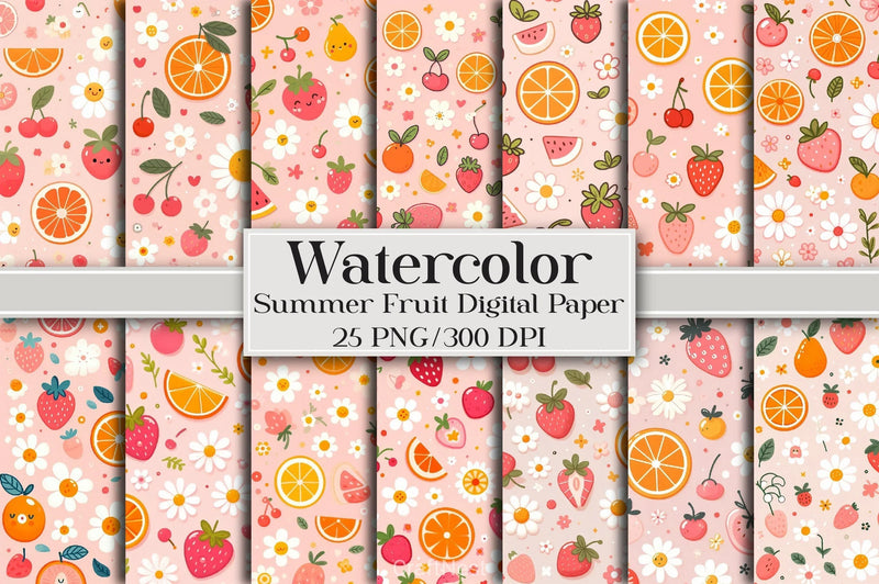 Summer Fruit Digital Paper 5 - CraftNest - Digital Crafting and Art