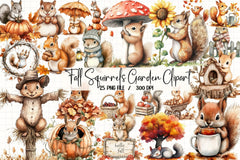 Fall Squirrels Garden Clipart Bundle 55 - CraftNest - Digital Crafting and Art