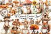Fall Squirrels Garden Clipart Bundle