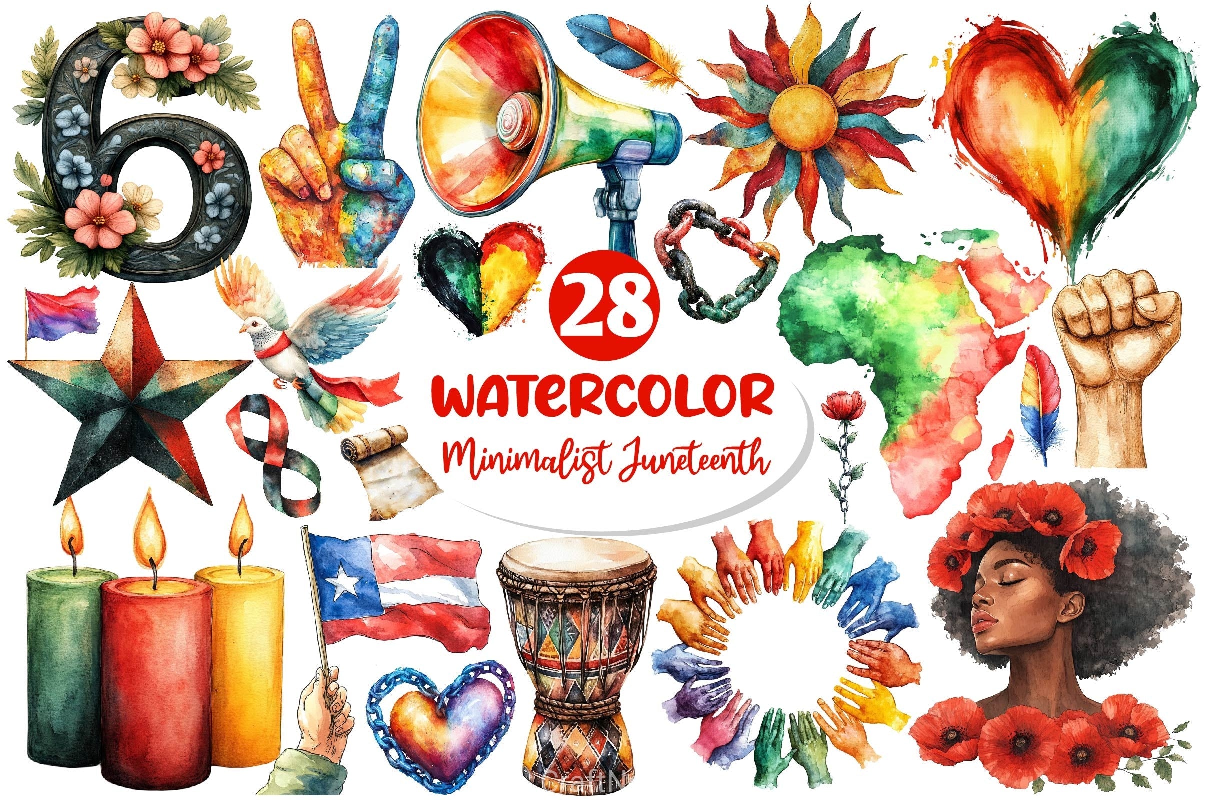 Minimalist Juneteenth Clipart Bundle