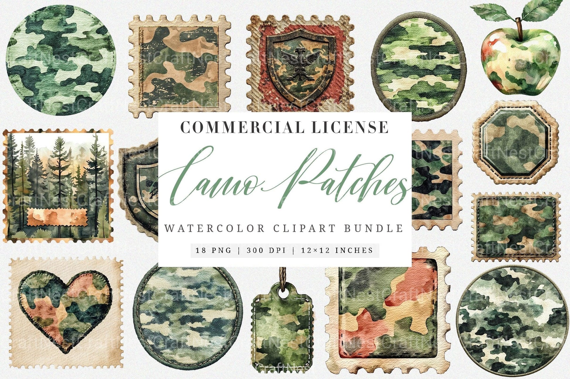 Camo Patches Clipart Bundle - CraftNest - Digital Crafting and Art