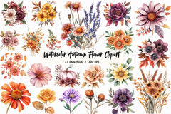 Autumn Flower Clipart Bundle - CraftNest - Digital Crafting and Art