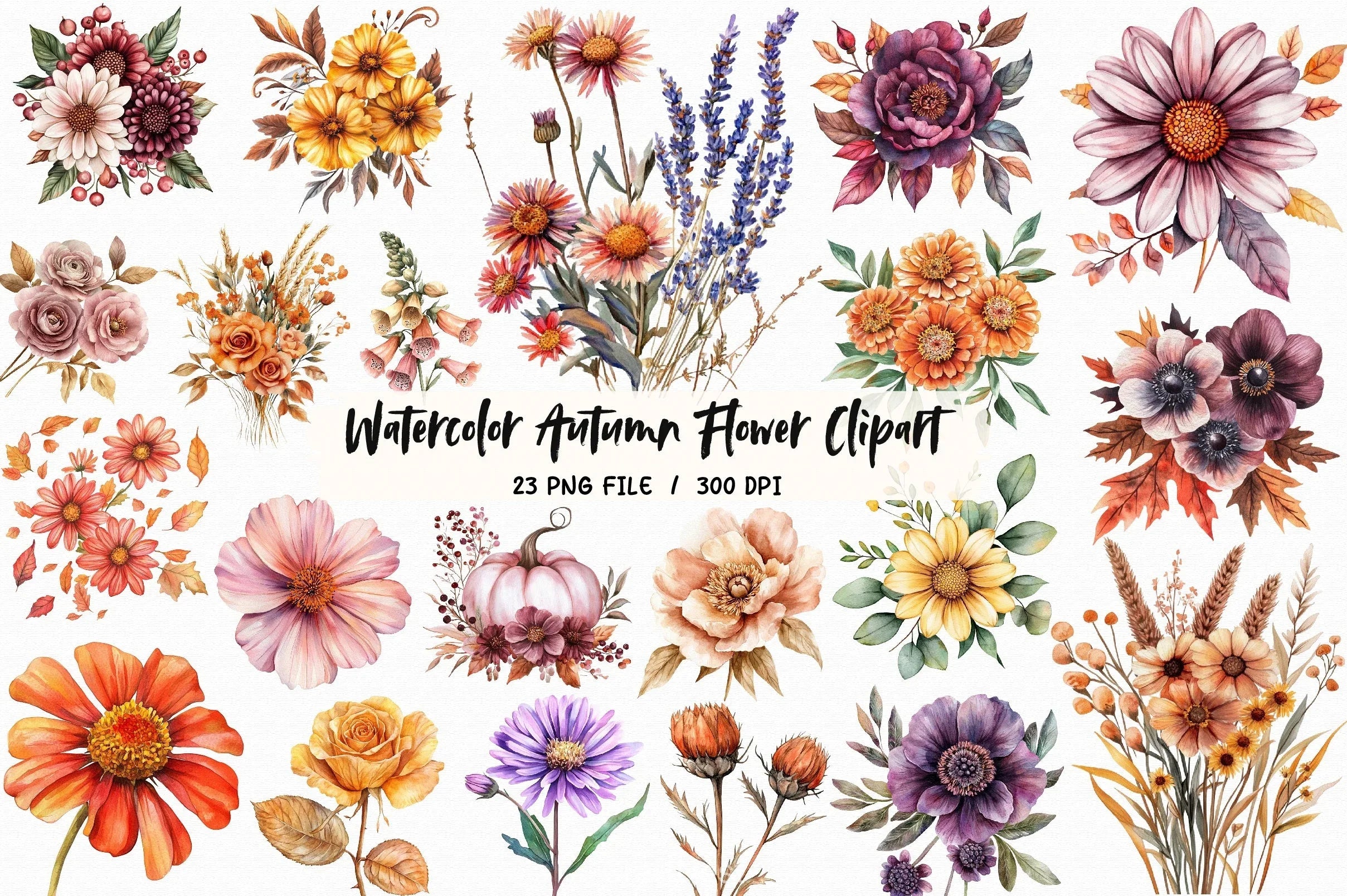 Autumn Flower Clipart Bundle - CraftNest - Digital Crafting and Art