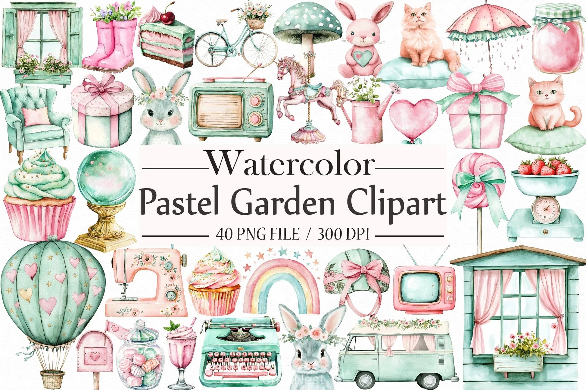 Pastel Garden Clipart Bundle - CraftNest - Digital Crafting and Art
