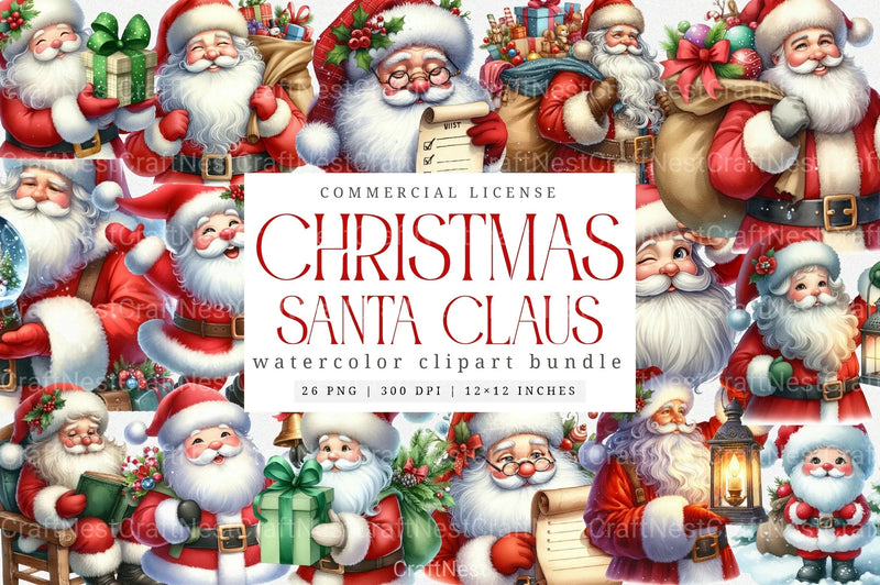 Santa Claus Christmas Clipart Bundle 99 - CraftNest - Digital Crafting and Art