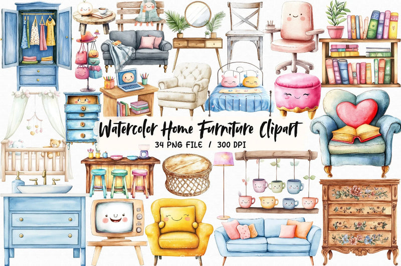 Home Furniture Clipart Bundle 5 - CraftNest - Digital Crafting and Art