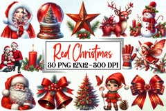 Red Christmas Clipart Bundle - CraftNest - Digital Crafting and Art