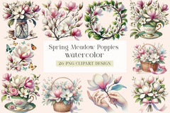 Spring Meadow Poppies Clipart Bundle - CraftNest - Digital Crafting and Art