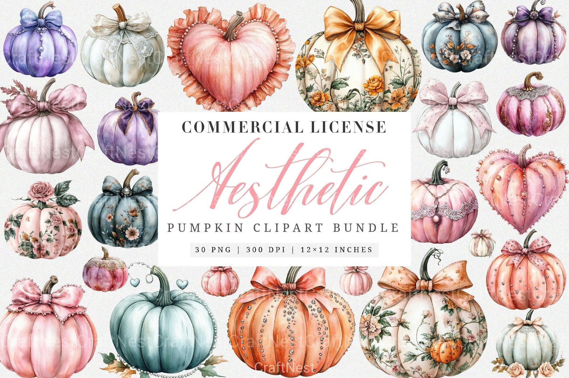 Aesthetic Coquette Pumpkin Clipart Bundle - CraftNest - Digital Crafting and Art