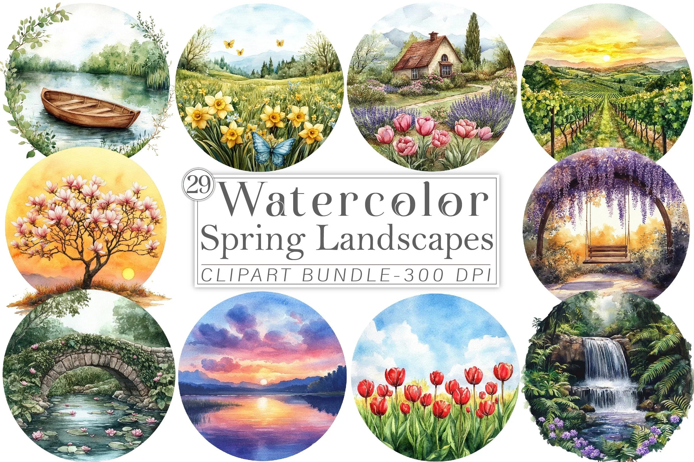 Spring Landscapes Clipart Bundle - CraftNest - Digital Crafting and Art
