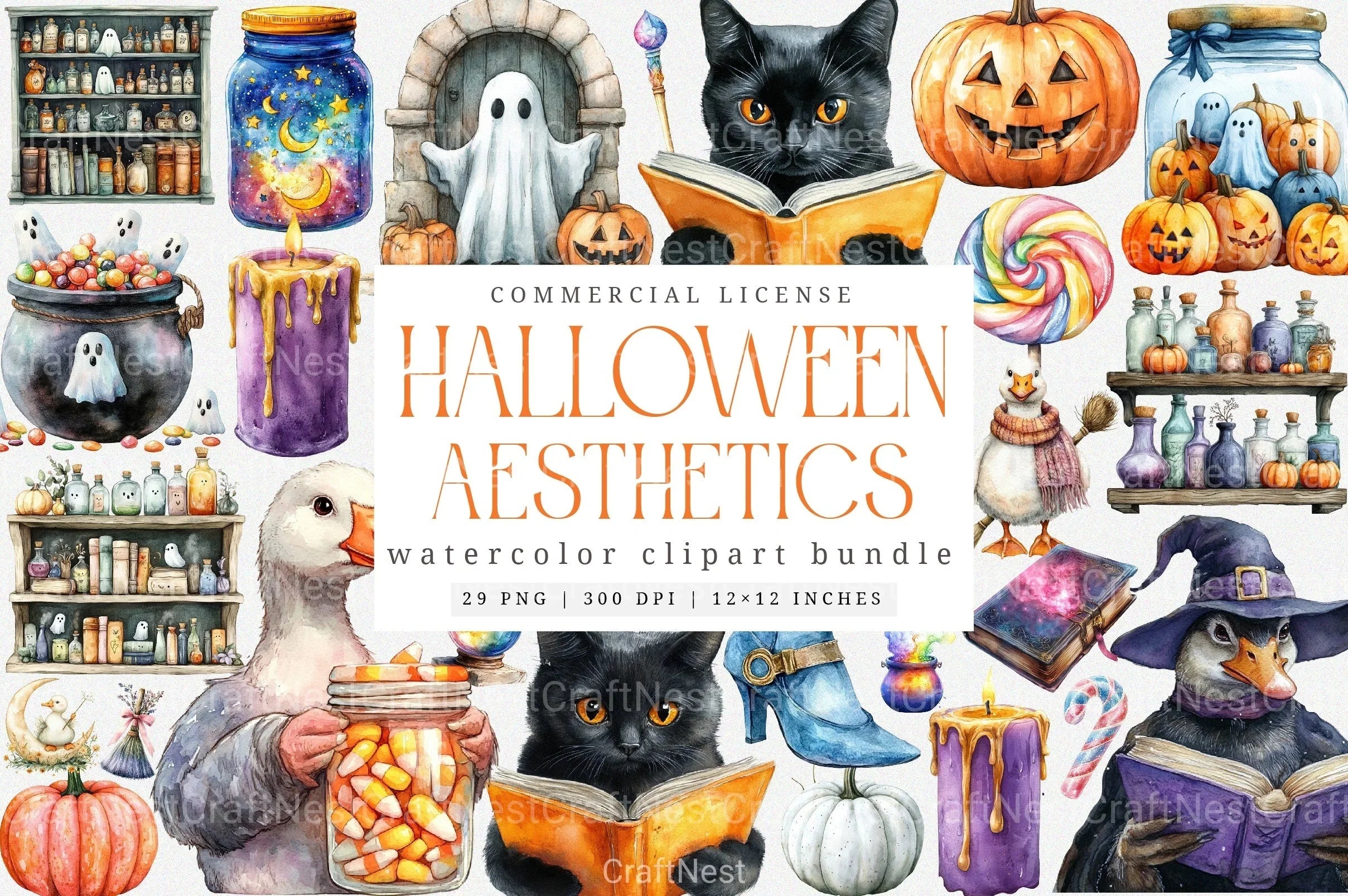 Pastel Halloween Aesthetics Clipart Bundle - CraftNest - Digital Crafting and Art