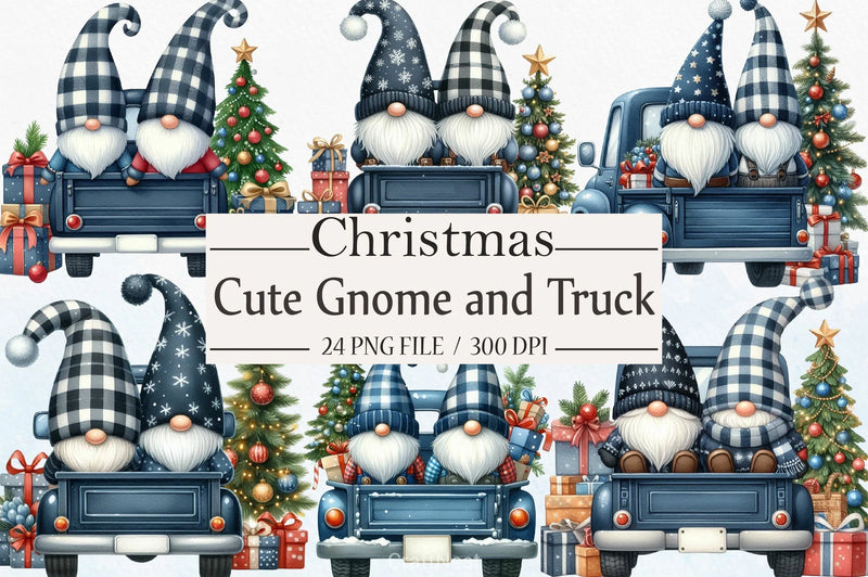 Christmas Gnome & Truck Clipart Bundle 2 - CraftNest - Digital Crafting and Art