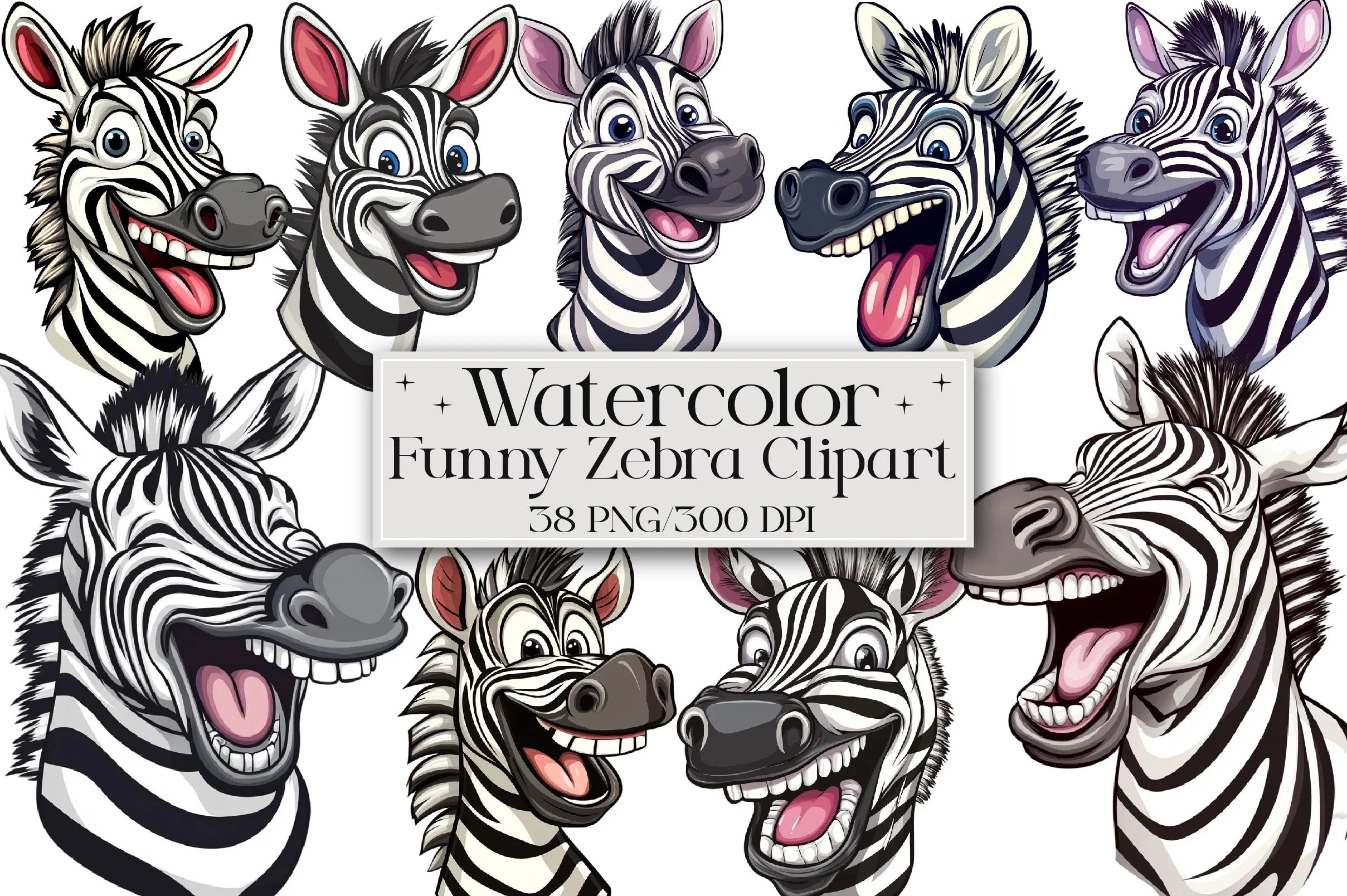 Funny Cartoon Zebra Clipart Bundle - CraftNest - Digital Crafting and Art