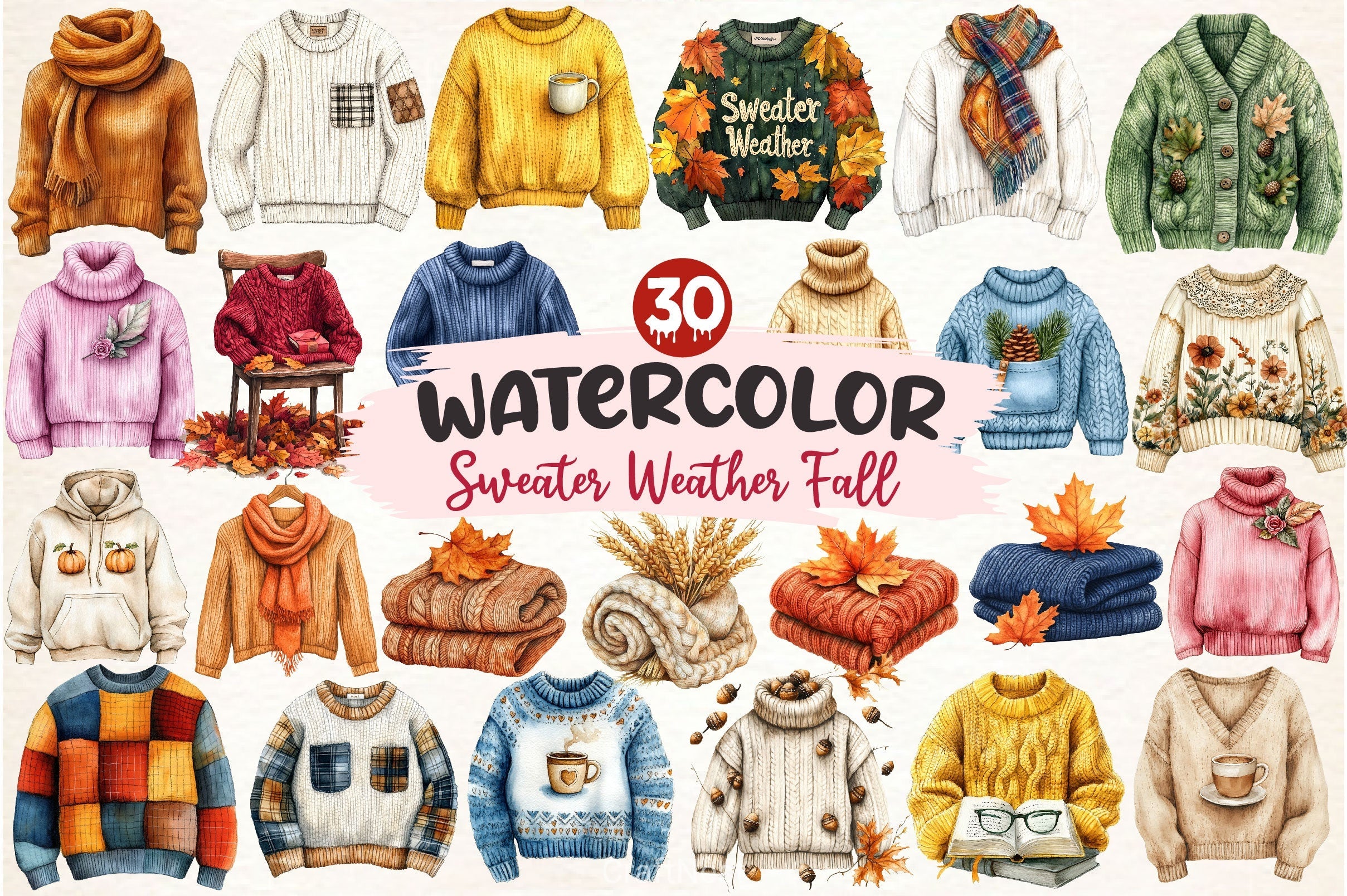Sweater Weather Fall Clipart Bundle