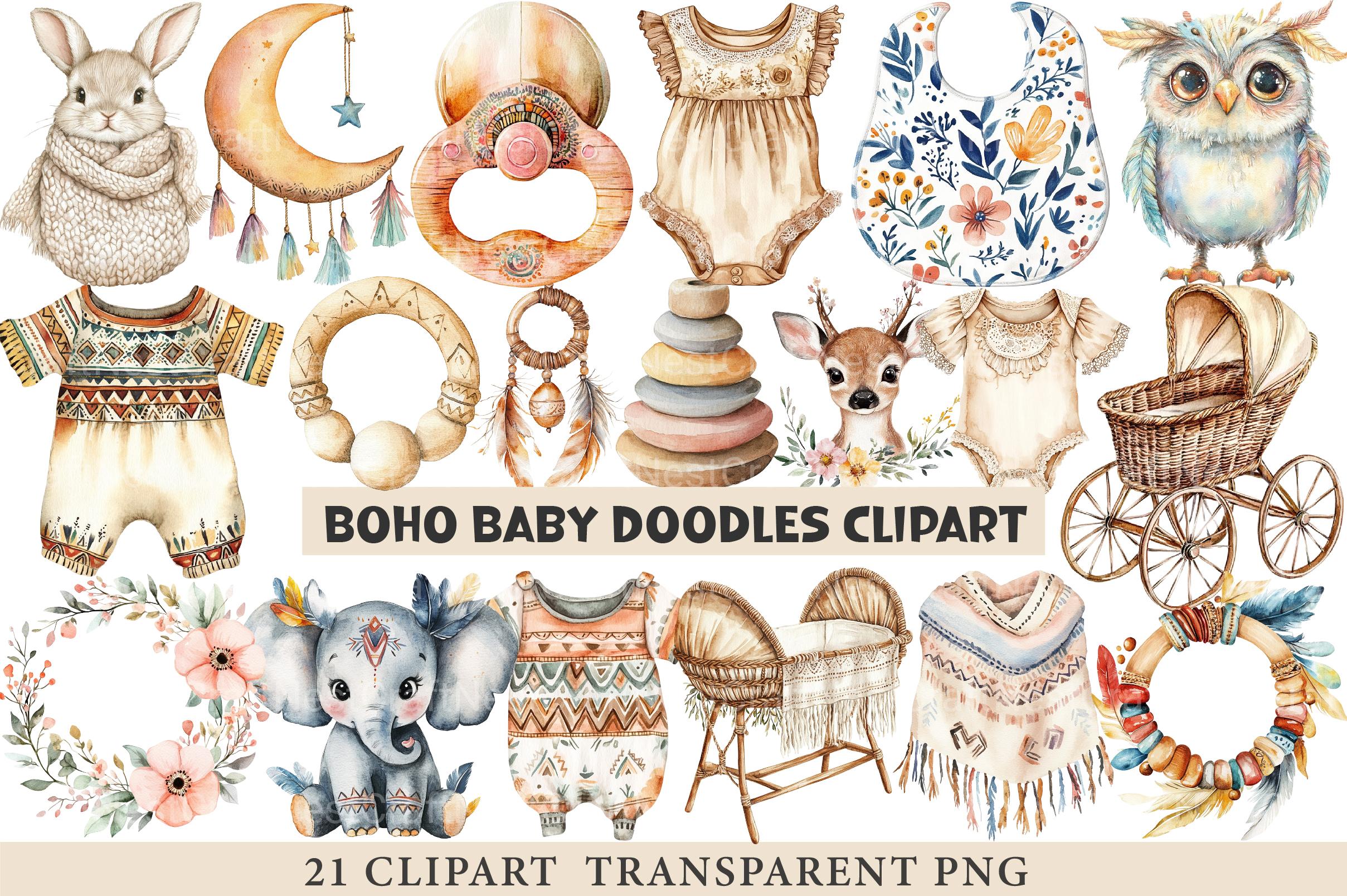 Boho Baby Doodles Clipart