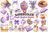 Purple Gingham Summer Clipart Bundle
