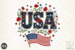 Floral Embroidery USA Retro Clipart Bundle 2 - CraftNest - Digital Crafting and Art