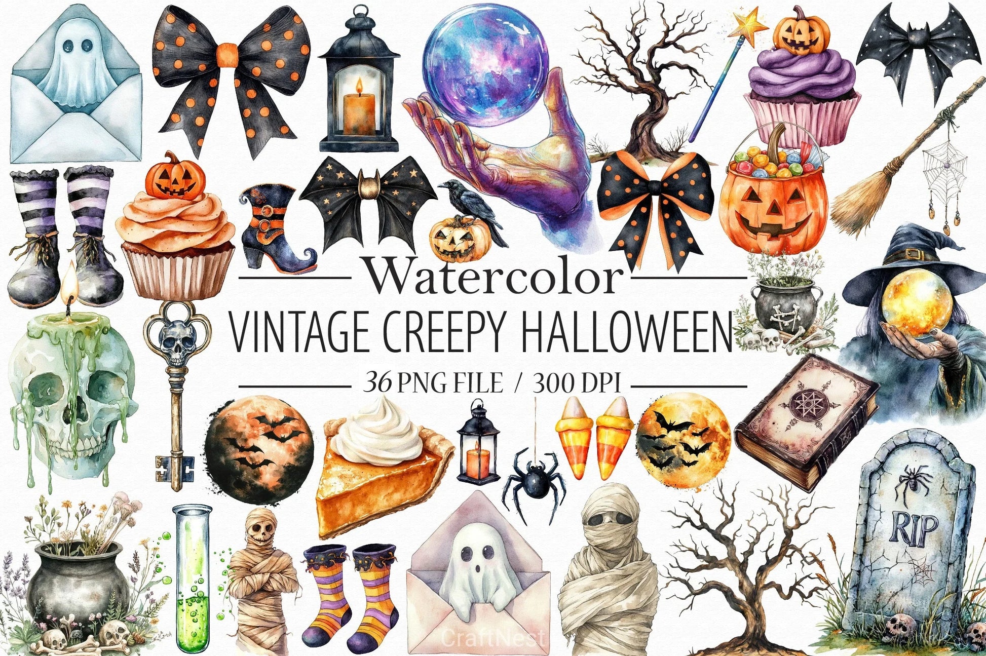 Vintage Halloween Clipart Bundle 16 - CraftNest - Digital Crafting and Art
