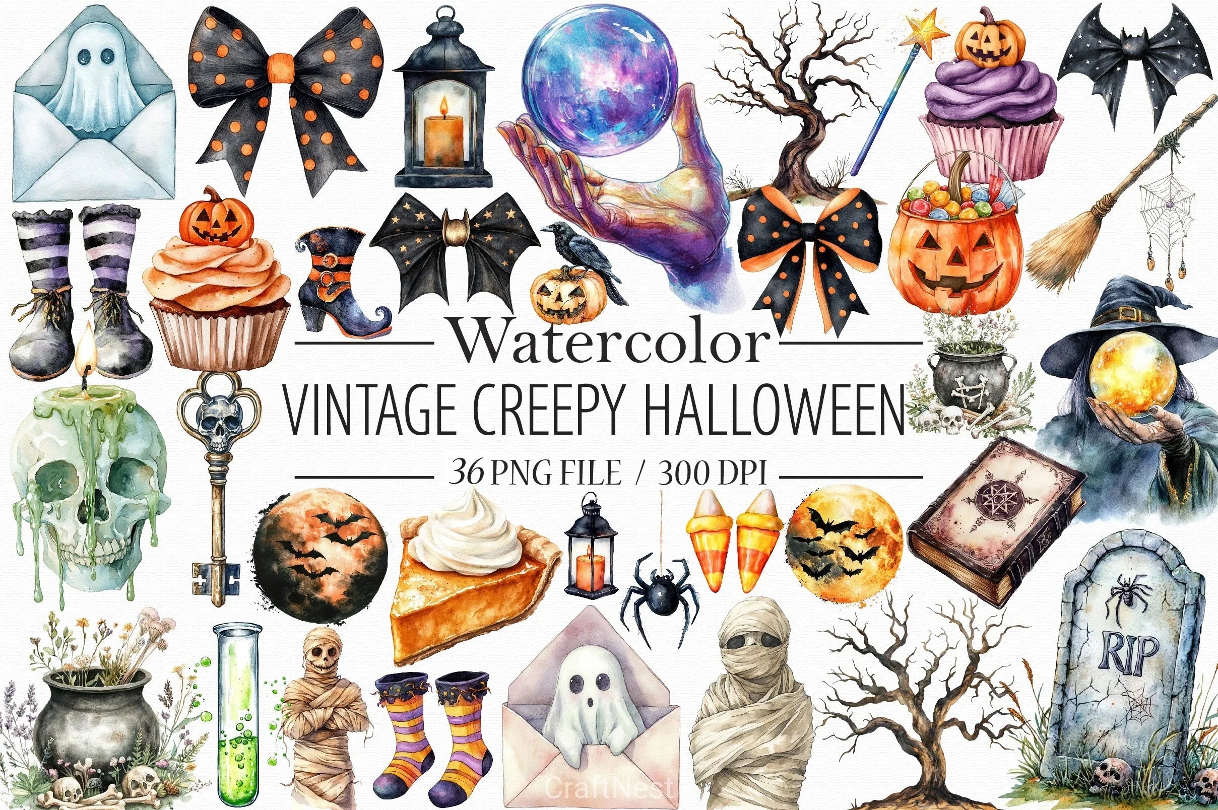 Vintage Halloween Clipart Bundle 16 - CraftNest - Digital Crafting and Art