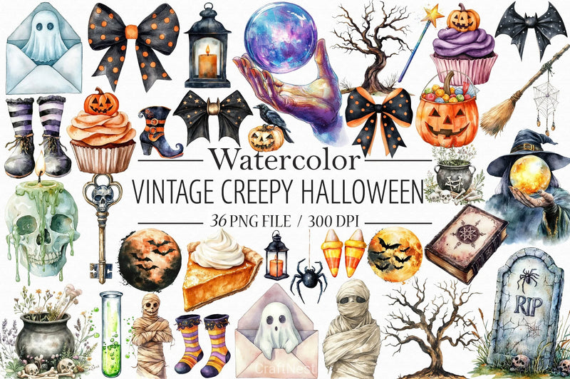 Vintage Halloween Clipart Bundle 16 - CraftNest - Digital Crafting and Art