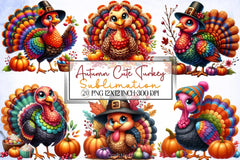 Autumn Turkey Clipart Bundle - CraftNest - Digital Crafting and Art