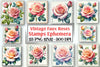 Vintage Faux Roses Stamps Clipart Bundle