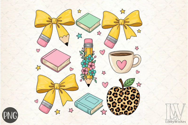 Back to School Teacher Bow Clipart Bundle - CraftNest - Digital Crafting and Art