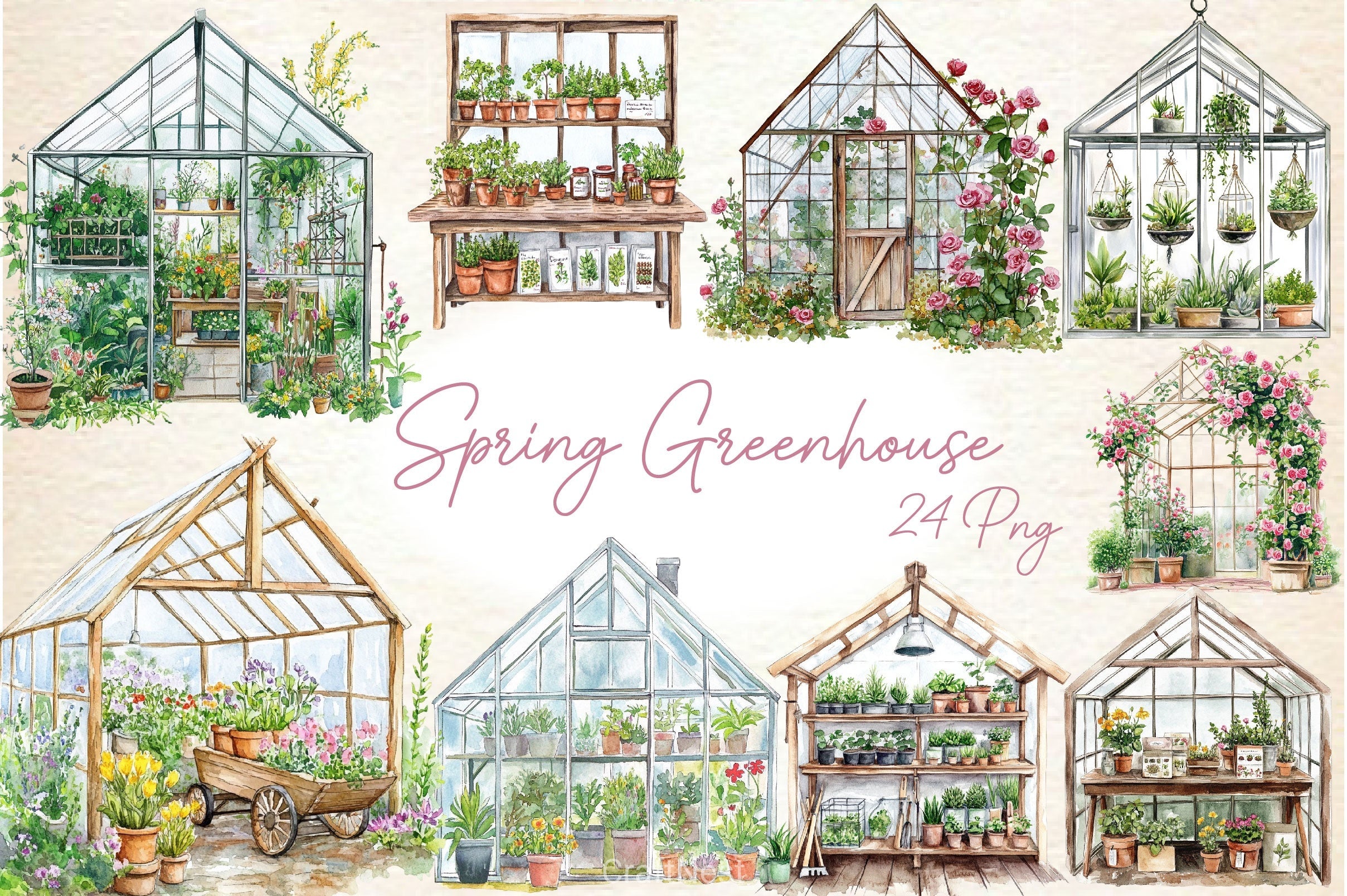 Spring Greenhouse Clipart Bundle 2