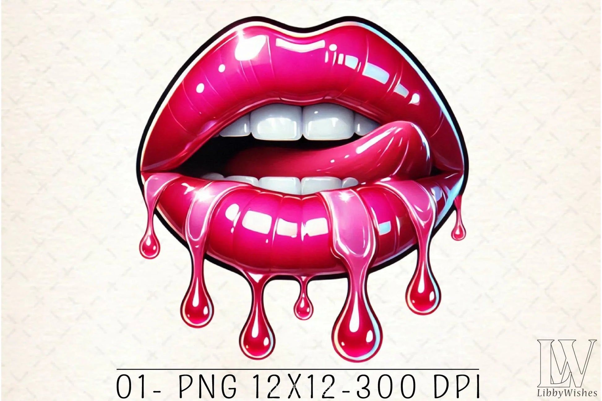 Pink Glossy Dripping Lips Clipart Bundle - CraftNest - Digital Crafting and Art