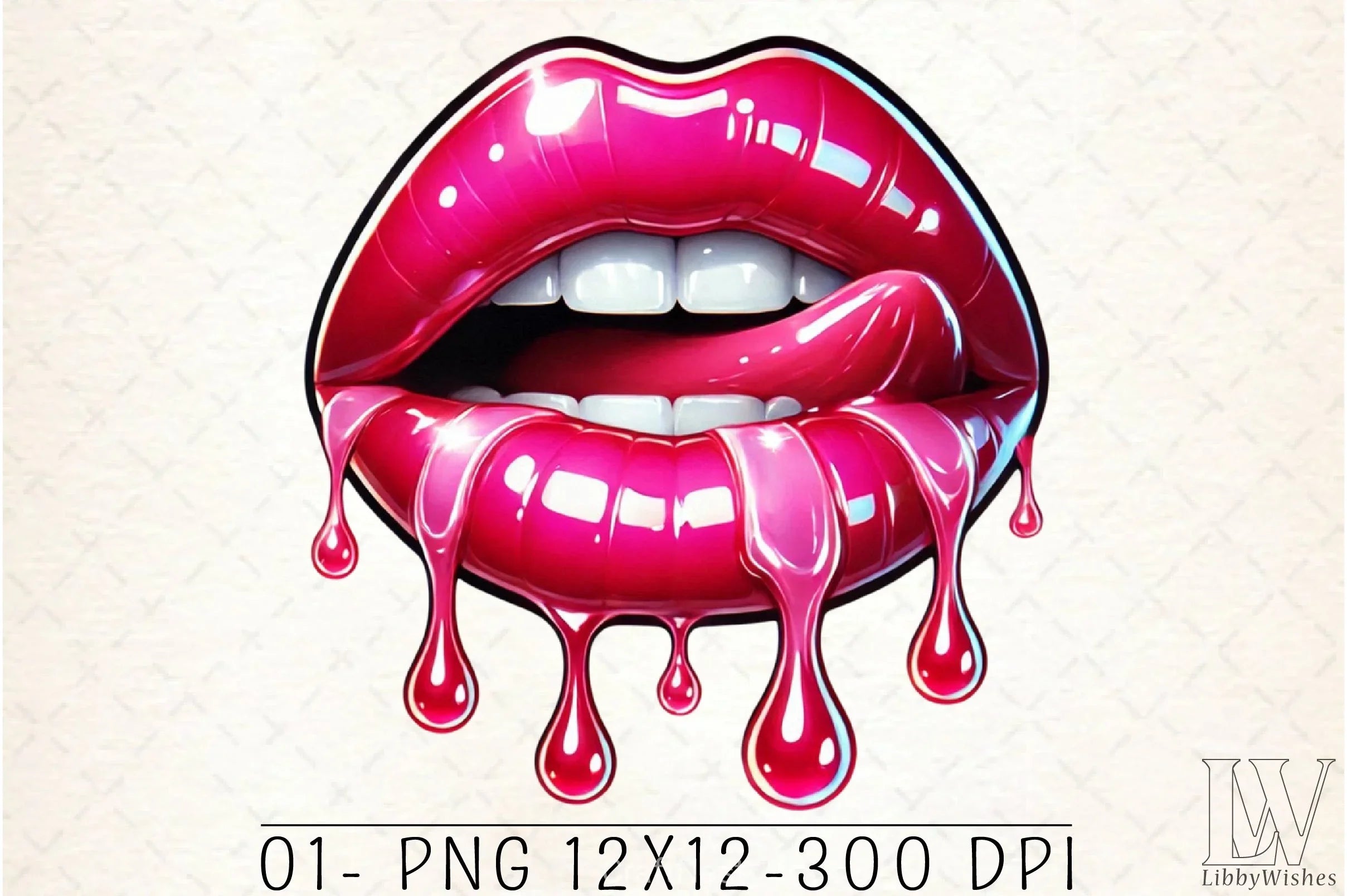 Pink Glossy Dripping Lips Clipart Bundle - CraftNest - Digital Crafting and Art