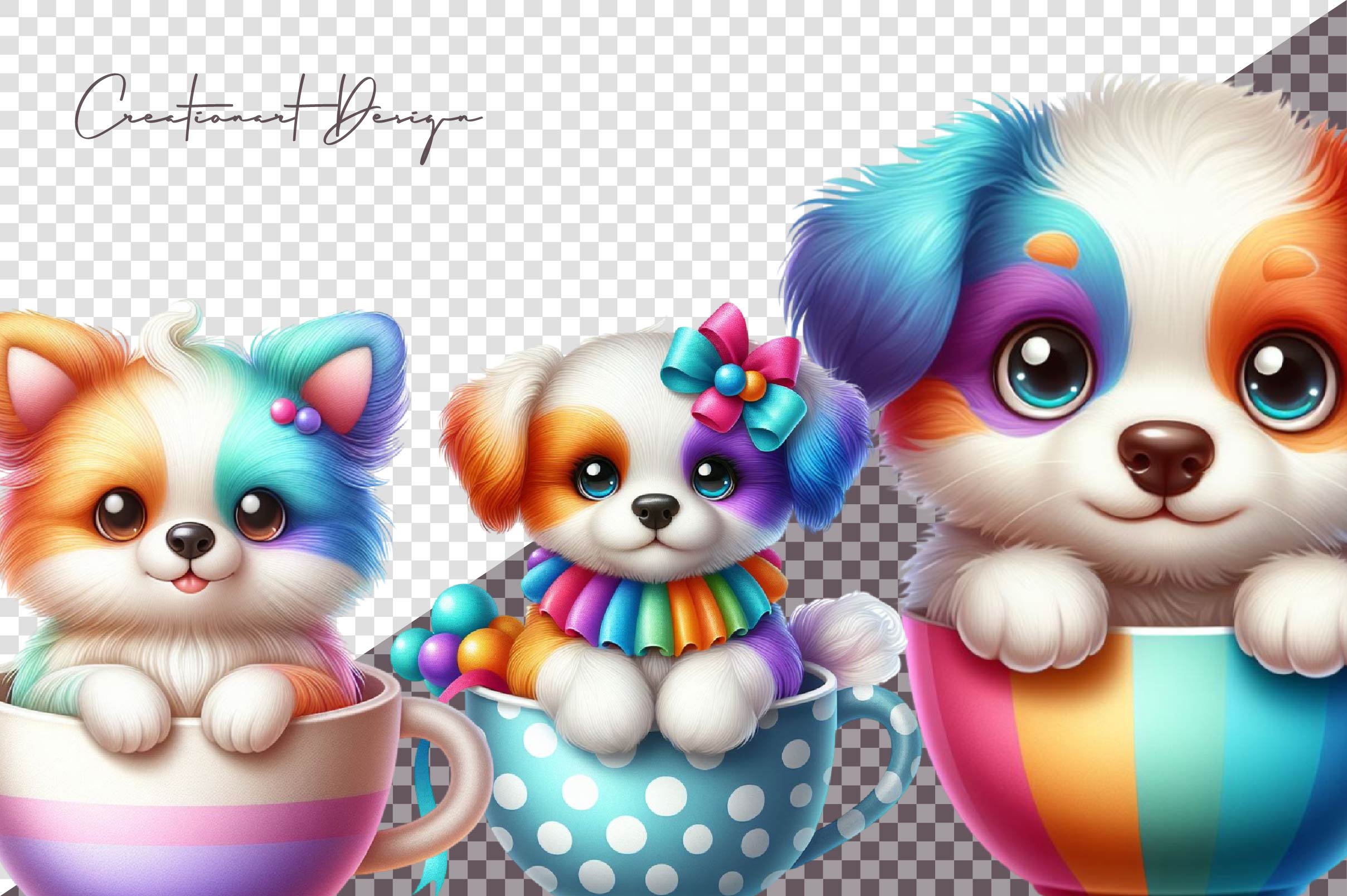 Cute Dog Coffee Cup Clipart Bundle