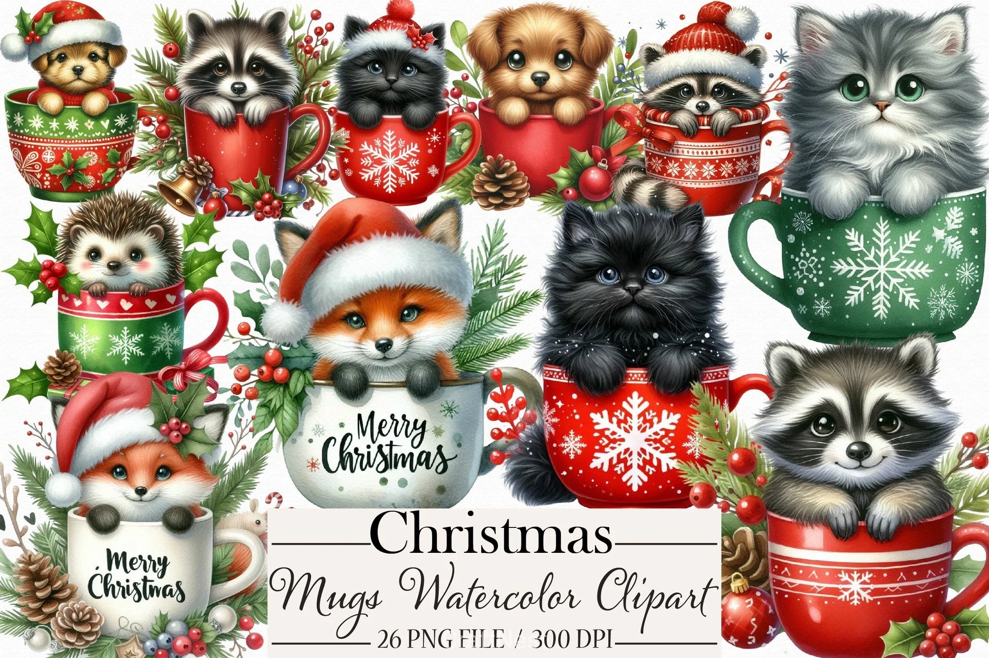 Christmas Mugs Clipart Bundle - CraftNest - Digital Crafting and Art