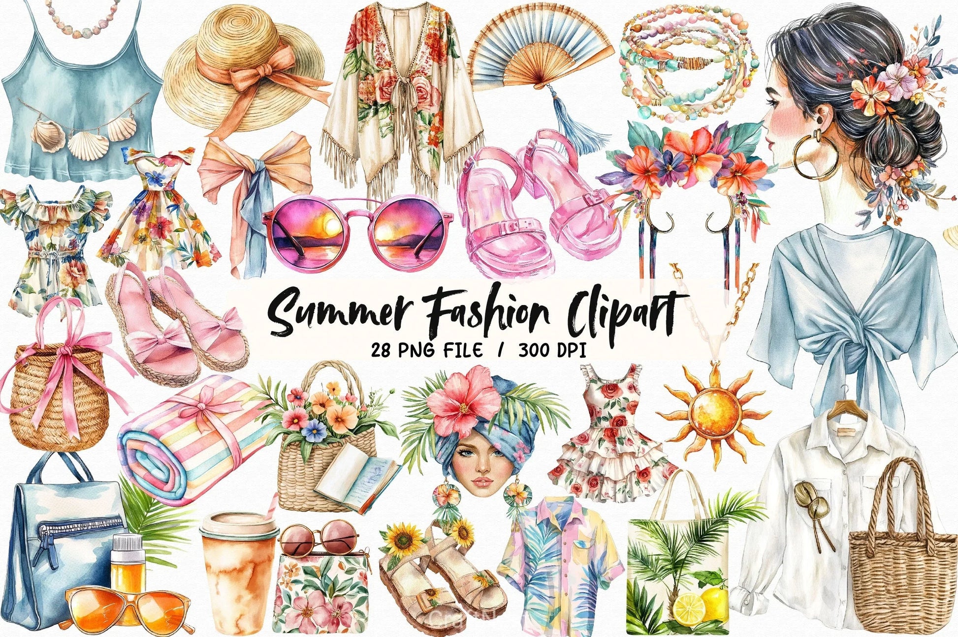 Summer Fashion Clipart Bundle - CraftNest - Digital Crafting and Art