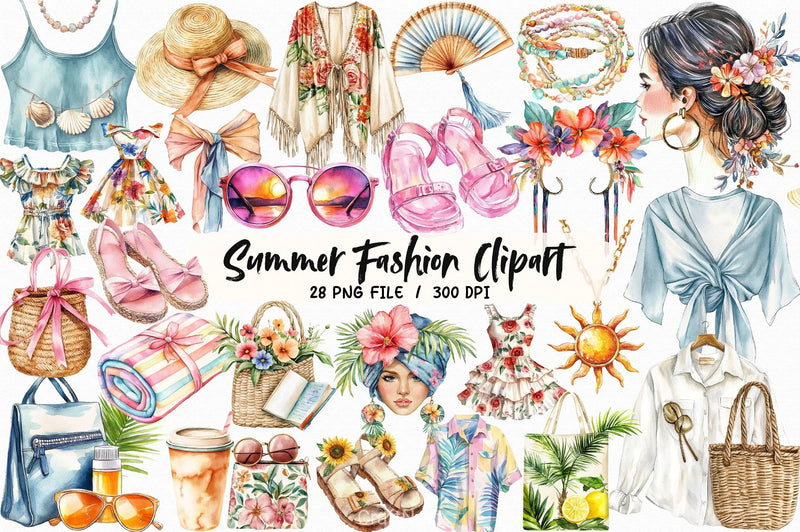 Summer Fashion Clipart Bundle - CraftNest - Digital Crafting and Art