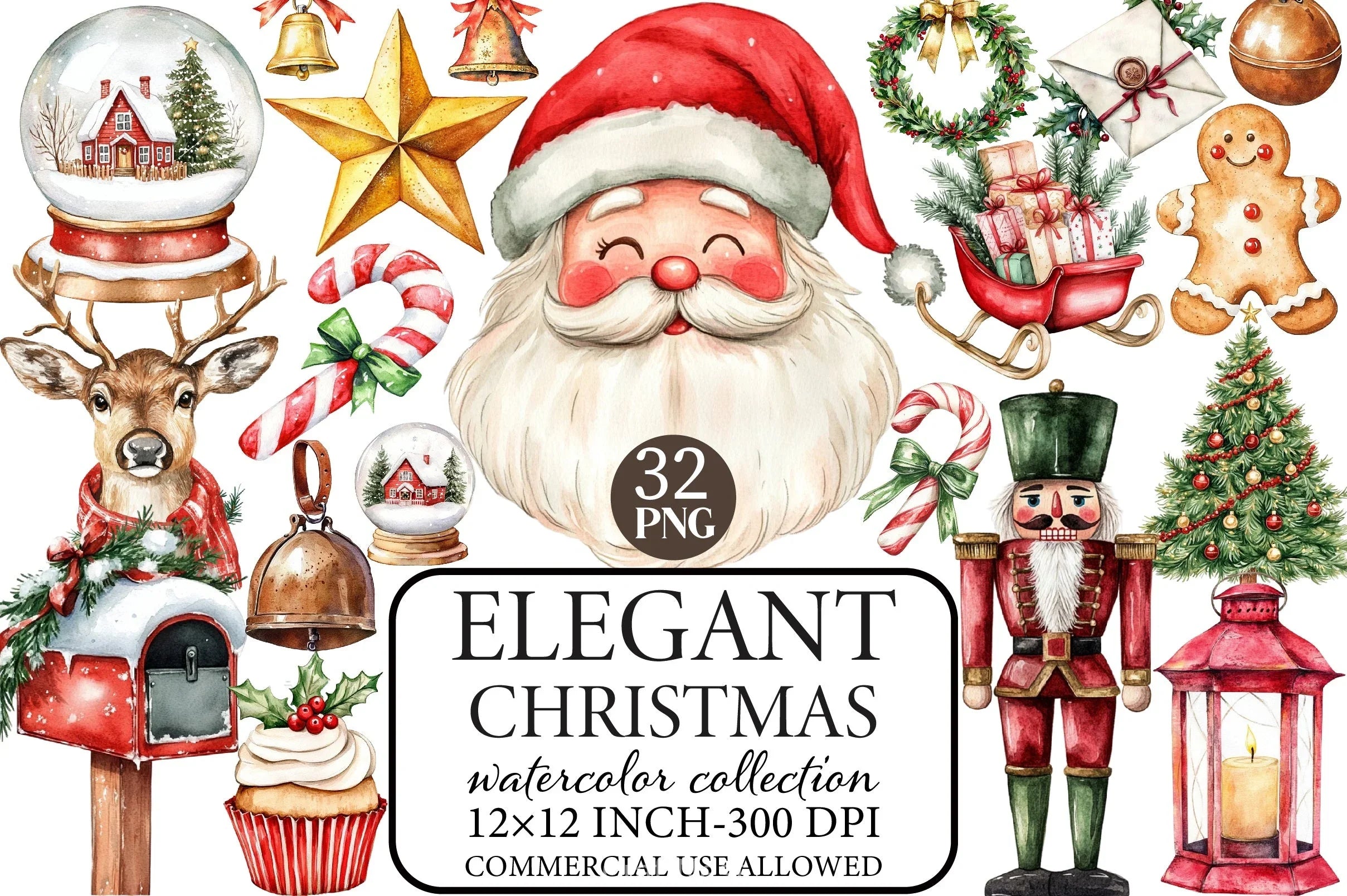 Elegant Christmas Clipart Bundle - CraftNest - Digital Crafting and Art