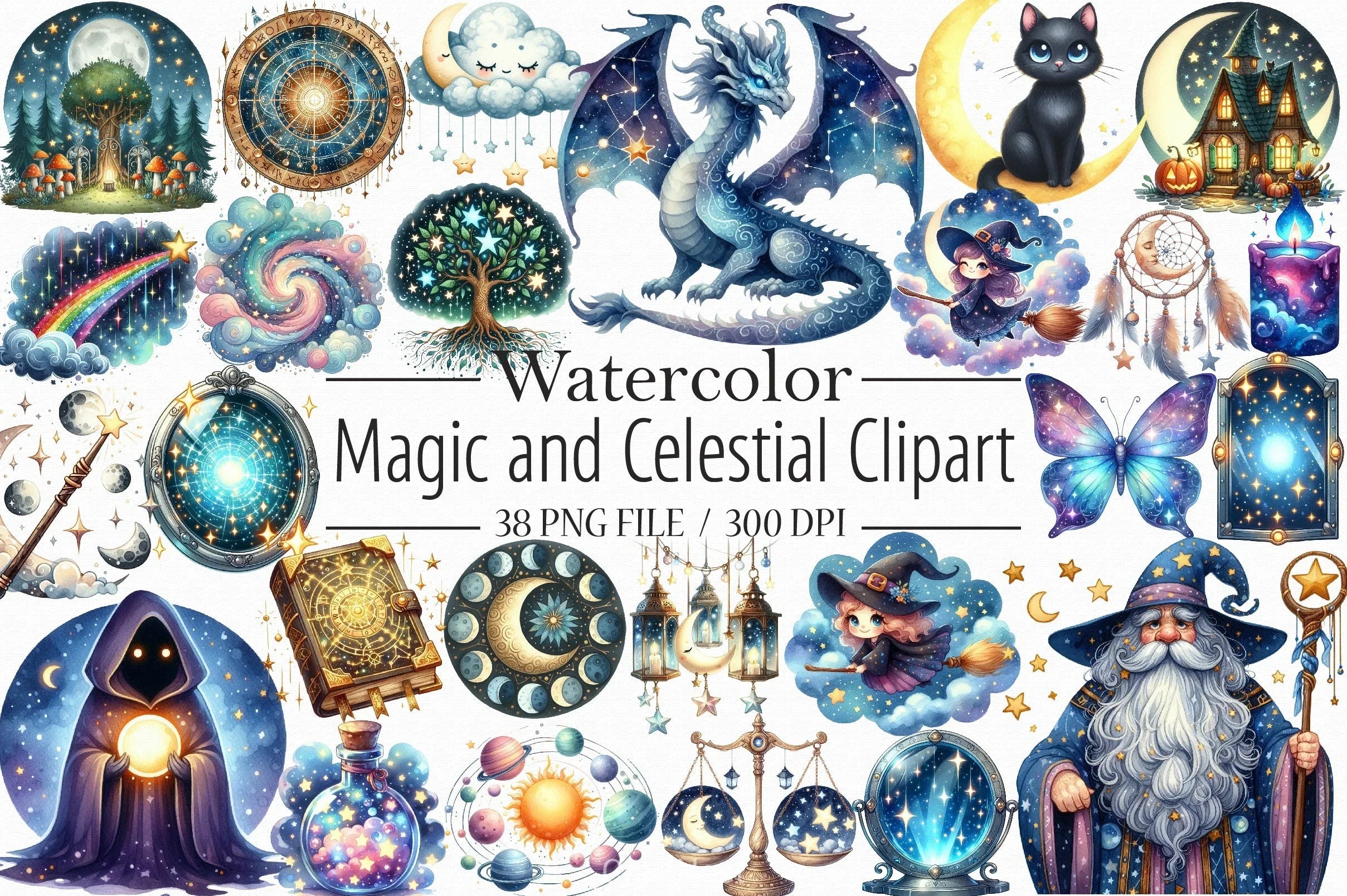 Magic & Celestial Clipart Bundle - CraftNest - Digital Crafting and Art