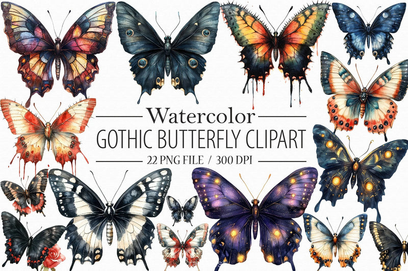 Gothic Butterfly Clipart Bundle 4 - CraftNest - Digital Crafting and Art