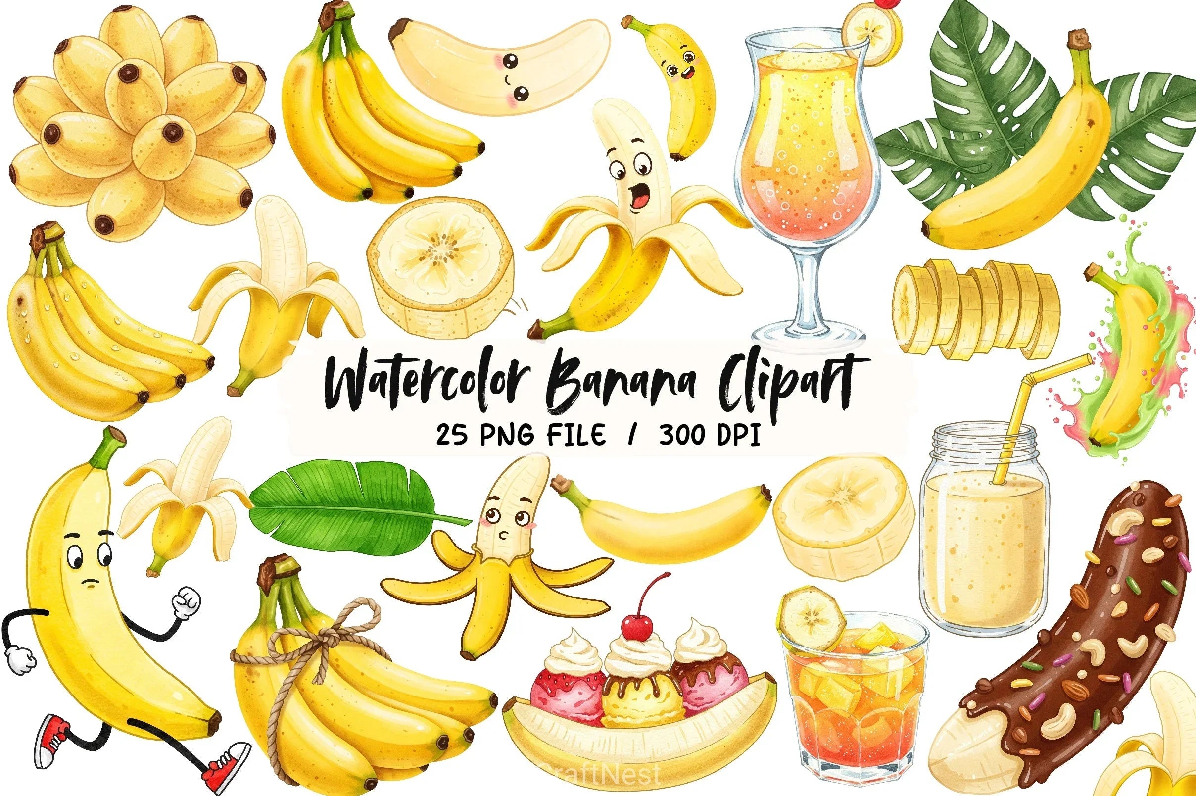 Banana Clipart Bundle - CraftNest - Digital Crafting and Art