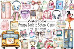 Preppy Back To School Clipart Bundle - CraftNest - Digital Crafting and Art