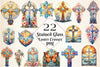 Stained Glass Easter Crosses Clipart Bundle 2