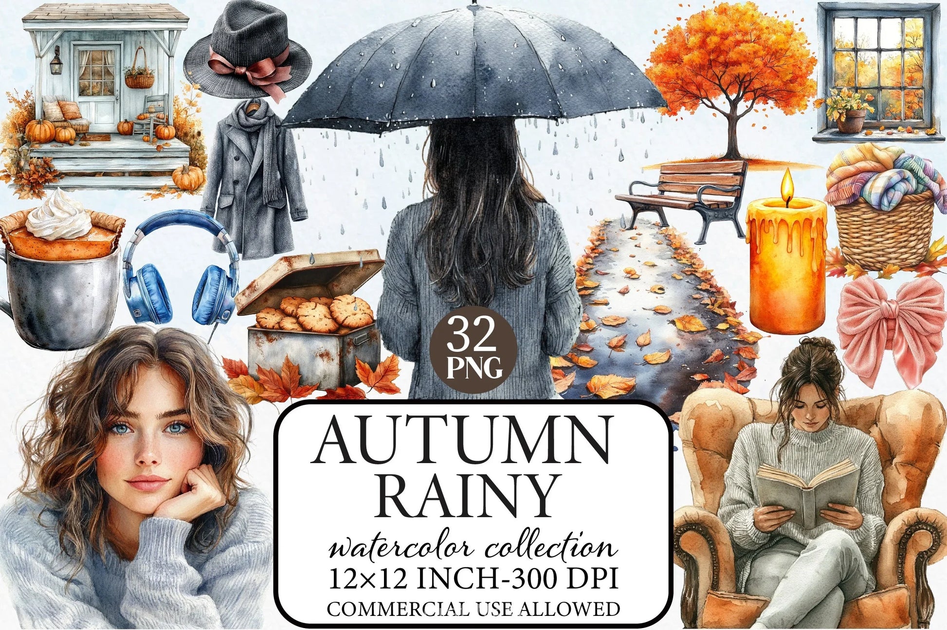 Rainy Autumn Clipart Bundle - CraftNest - Digital Crafting and Art